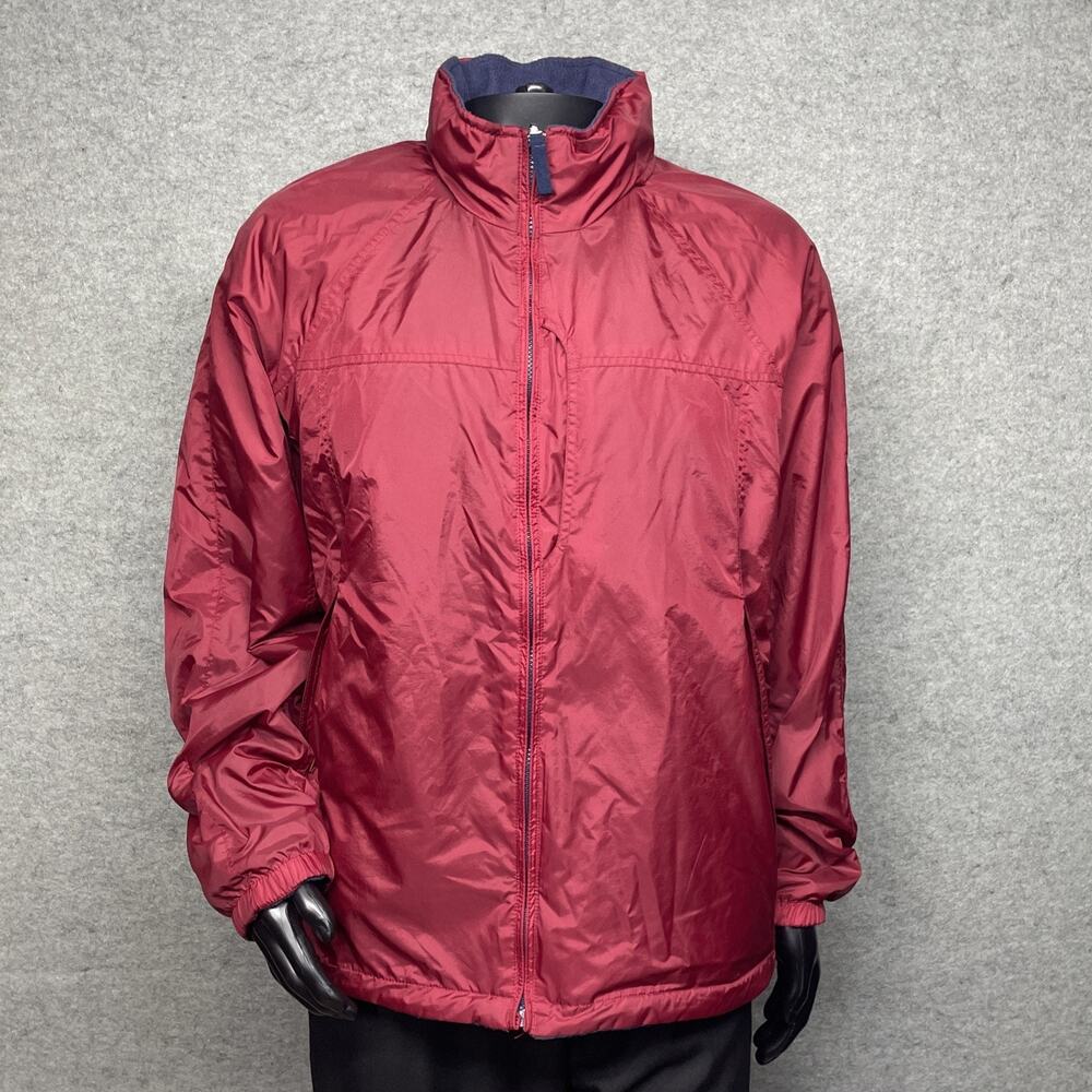 Vtg‎ Weather Tamer Mens L Reversible Bomber Jacket Fleece Lined w/Hood Red/Blue